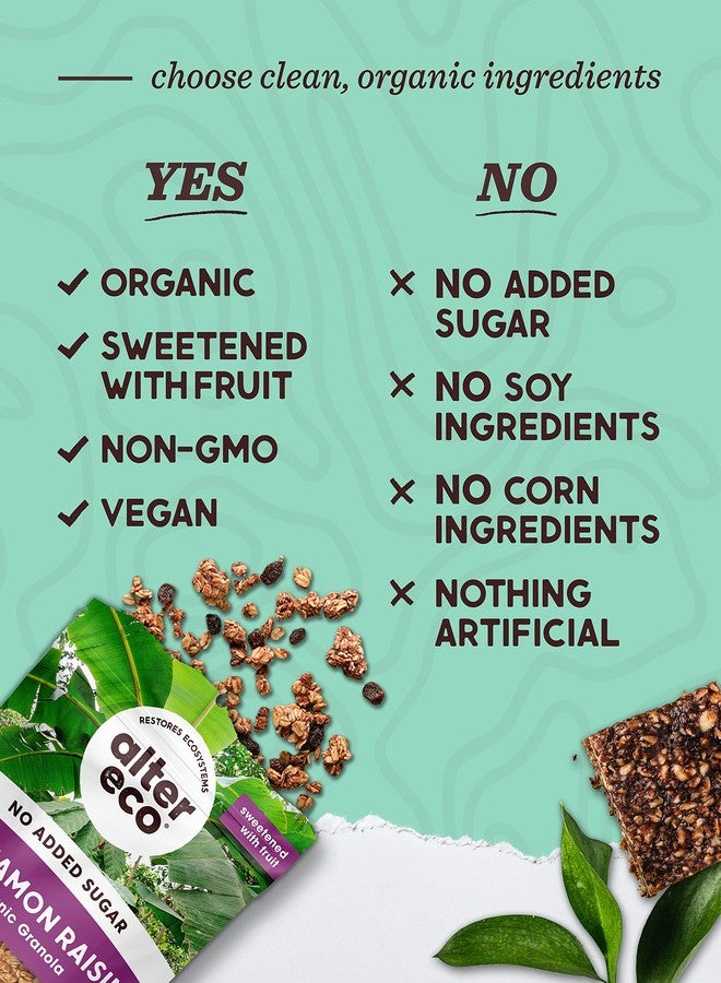 alter eco جرانولا القرفة والزبيب من ألتر إيكو، إفطار ووجبة خفيفة صحية، عضوية، محلاة طبيعياً بالفواكه، نباتية، بدون سكريات أو إضافات صناعية، شوفان مزروع بشكل متجدد (قرفة وزبيب - 3 عبوات) - Image 3