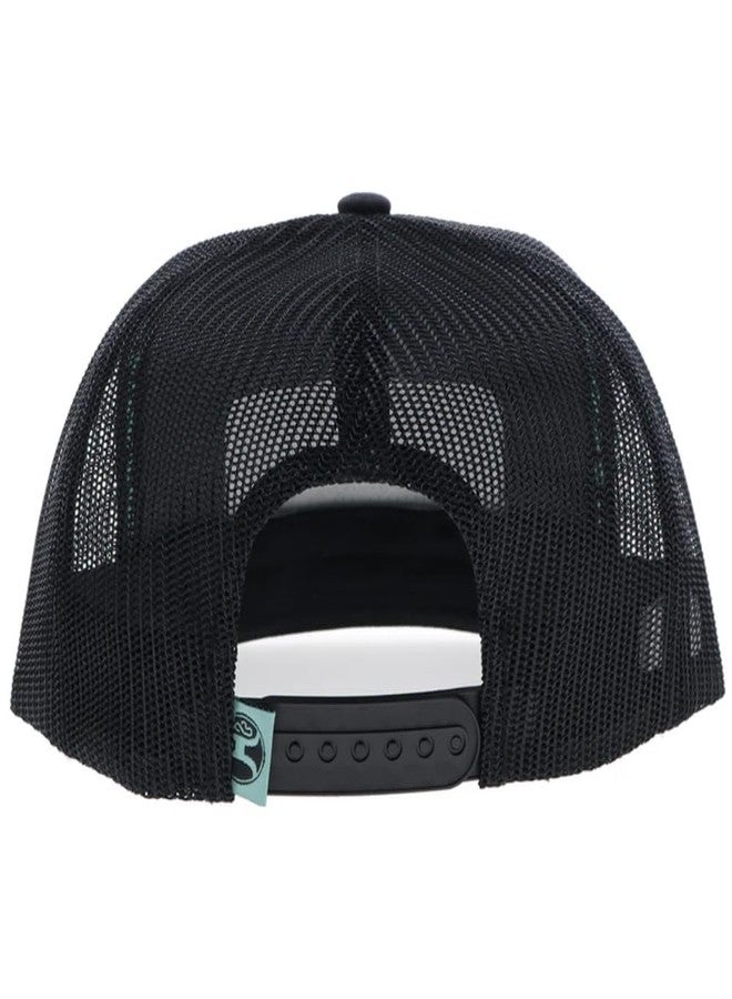 HOOEY Loop Trucker Hat - High Profile Adjustable Snapback Hat - Outdoor, Casual, Hiking, Baseball Cap for Men and Women, Breathable Mesh Side, Retro Classic Adjustable Fit - Black/Turquoise - Image 3