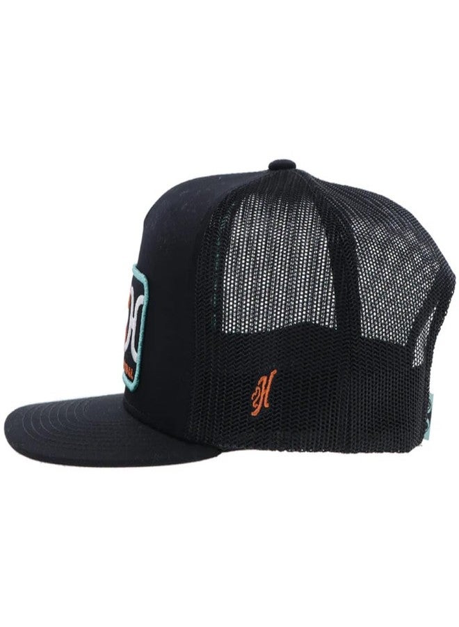HOOEY Loop Trucker Hat - High Profile Adjustable Snapback Hat - Outdoor, Casual, Hiking, Baseball Cap for Men and Women, Breathable Mesh Side, Retro Classic Adjustable Fit - Black/Turquoise - Image 2