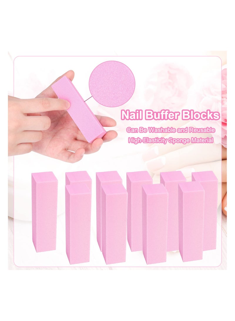 KHAJUL 10pcs Nail File Set, 10pcs Professional Nail Sanding Blocks, 120 Grit for Natural Acrylic Nails, Black Nail File Tools for Manicure Pedicure for Home and Salon Use (Pink) - Image 4