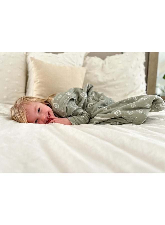 Owlivia Baby Sleep Sack Organic Cotton Sleeping Bag with- 2.5tog Sleeping Bag with 2-Way Zipper, Boys Girls Swaddle Transition Sleep Sack (2.5tog Green Dandelion, 18-24 Months) - Image 3
