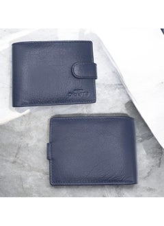 MARIO DRAFTS Men's Genuine Leather Button Wallet, Navy  - Image 5
