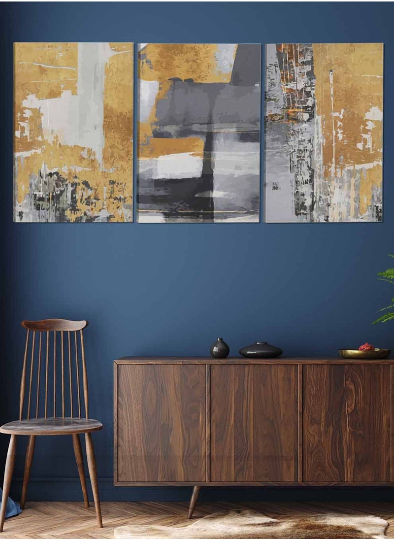 LOWHA Set Of 3 Framed Canvas Wall Arts Stretched Over Wooden Frame Abstract Paintings For Home Living Room Office Decor  - Image 2