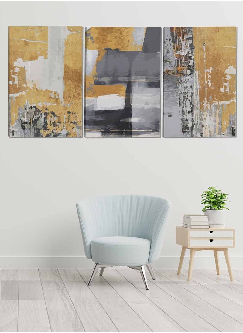 LOWHA Set Of 3 Framed Canvas Wall Arts Stretched Over Wooden Frame Abstract Paintings For Home Living Room Office Decor  - Image 1