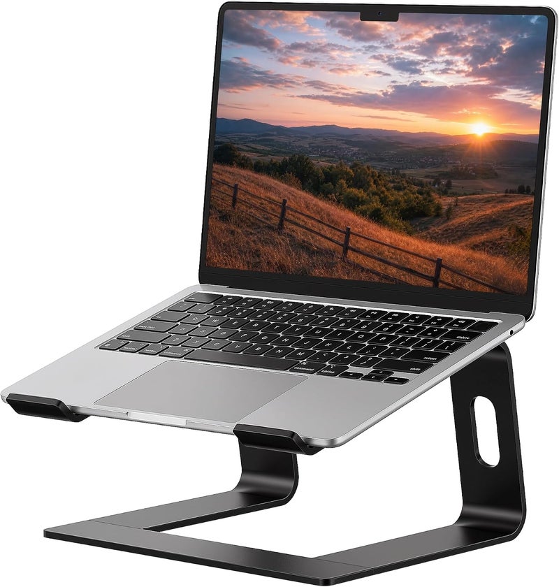 SOUNDANCE Laptop Stand, Aluminum Computer Riser, Ergonomic Laptops Elevator For Desk, Metal Holder Compatible With 10 To 15.6 Inches Notebook Computer, Black - Image 1