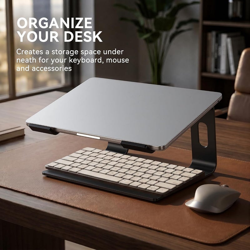 SOUNDANCE Laptop Stand, Aluminum Computer Riser, Ergonomic Laptops Elevator For Desk, Metal Holder Compatible With 10 To 15.6 Inches Notebook Computer, Black - Image 5