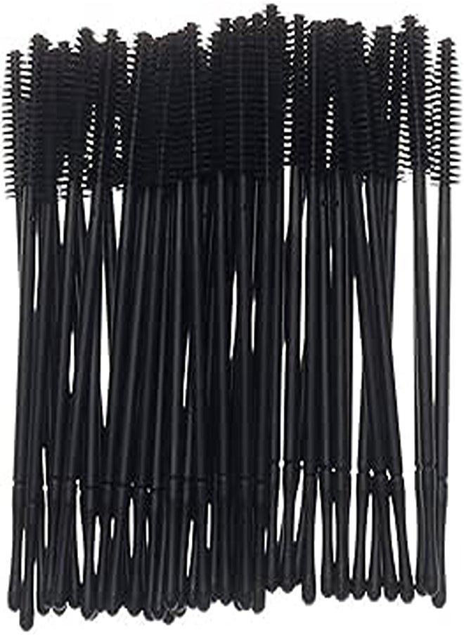 DAZAIGE DAZAIGE 50 Pack Silicone Eyelash Brush Disposable Silicone Mascara Brushes Head with PP Handle Soft Eyelash Extension Wand Applicator Portable Makeup Eyebrow Eye Lash Brush(Black, Tower Shape) 