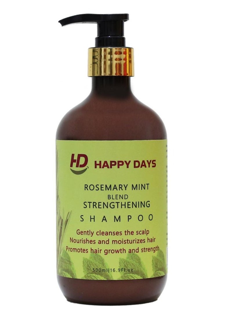 HAPPY DAYS Rosemary Mint Blend Strengthening Shampoo Gently Cleanses the Scalp, Nourishes and Moisturizes Hair, Promotes Hair Growth and Strength 500ml - Image 1