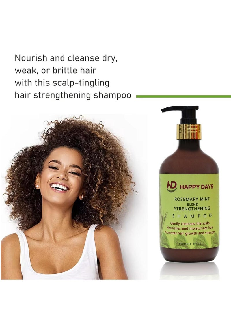 HAPPY DAYS Rosemary Mint Blend Strengthening Shampoo Gently Cleanses the Scalp, Nourishes and Moisturizes Hair, Promotes Hair Growth and Strength 500ml - Image 3