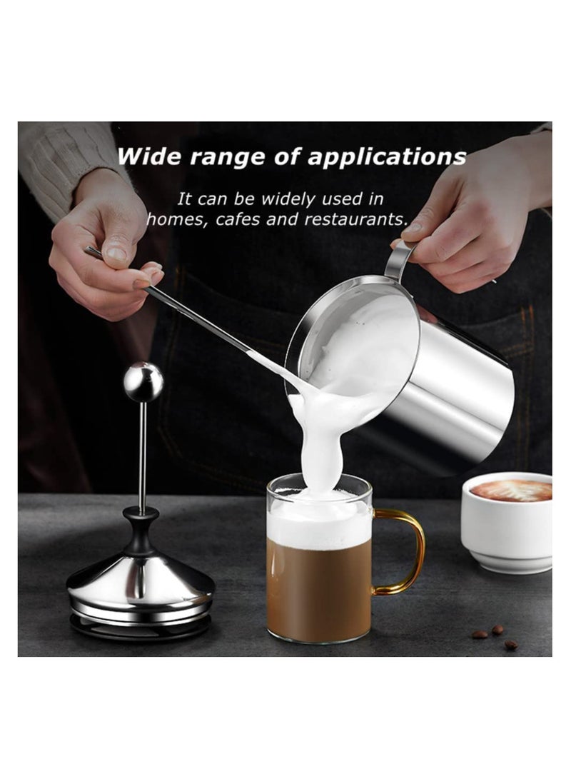 SYOSI Manual Foam Dispenser, Milk Frother Coffe Frother, Stainless Steel Double Mesh Milk Frother, Hot Chocolate Frother, Stove Top Coffee Pot, for Cappuccino Foamer Creamer - Image 2