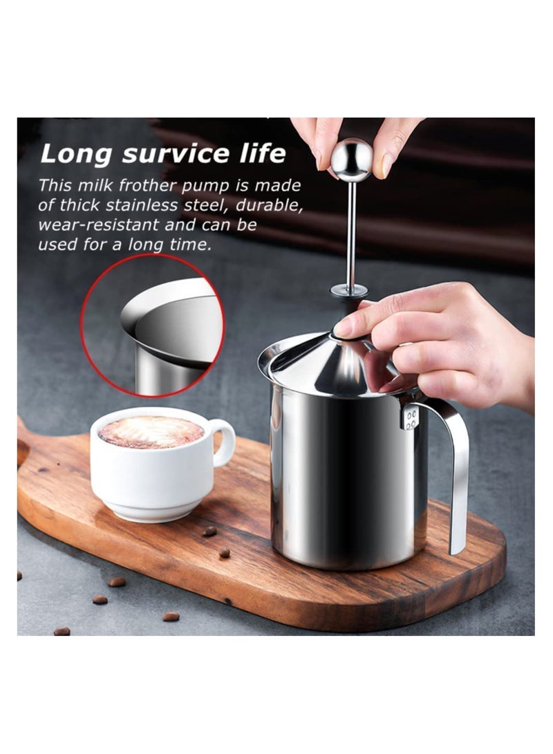 SYOSI Manual Foam Dispenser, Milk Frother Coffe Frother, Stainless Steel Double Mesh Milk Frother, Hot Chocolate Frother, Stove Top Coffee Pot, for Cappuccino Foamer Creamer - Image 4