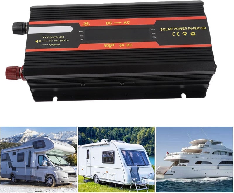 RIZGHWOY 1000W Pure Sine Wave Power Inverter with LCD Display, 12V 24V Dual Voltage, Intelligent Temperature Control, Aluminum Magnesium Body, USB Port, for Solar Wind Power Generation - Image 2