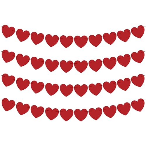 OHOME Valentines Day Decorations Valentines Banner Valentines Decor Red Heart Garland 40 Pack Valentines Day Backdrop Galentines Day Decorations Party Favors for Door Wall Classroom School Home - Image 1