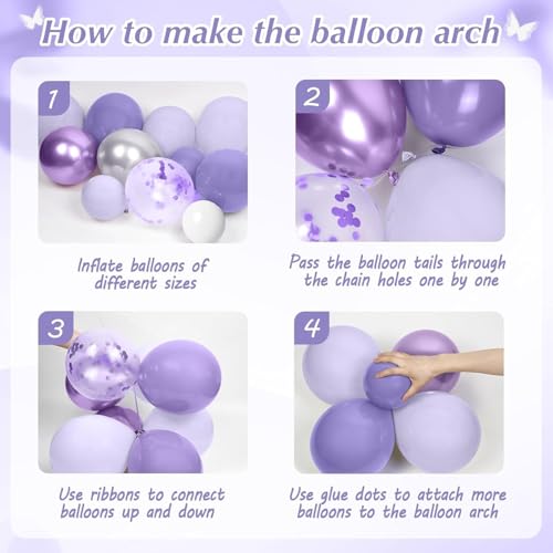 FI - FLICK IN 49 PCS Purple Birthday Decorations Set Heart Foil & Crown Foil Balloon, Decoration Kit for Girls, Women, Kids, Party Supplies (Pack of 49) - Image 4