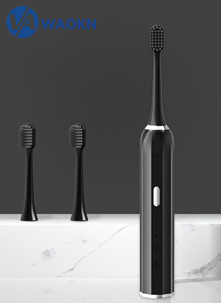 WAOKN Rechargeable Sonic Electric Toothbrush High-frequency Vibration IPX6 Waterproof Power Toothbrush 3 Modes Adjustable and Smart Electric Toothbrush with 3 Detachable Soft-bristle Brush Heads - Image 1