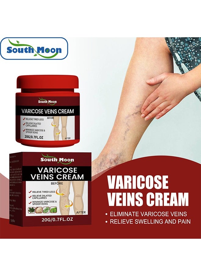 SOUTH MOON Varicose Veins Cream，Relieve Tired Legs Relieve Dilated Capillaries Minimize Varicose &Spider Veins ​Relief Cream 20g  - Image 1