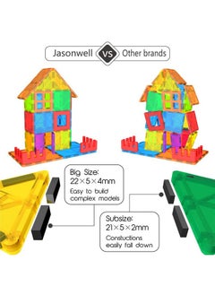 Jasonwell Magnetic Tiles Building Blocks Set For Boys Girls Preschool Educational Magnet Construction Kit Stacking Stem Toys Christmas Birthday Gifts For Kids Toddlers 3 4 5 6 7 8 9 10 + Year Old  - Image 2