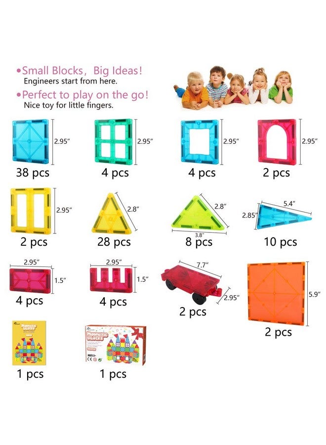 Jasonwell Magnetic Tiles Building Blocks Set For Boys Girls Preschool Educational Magnet Construction Kit Stacking Stem Toys Christmas Birthday Gifts For Kids Toddlers 3 4 5 6 7 8 9 10 + Year Old  - Image 3