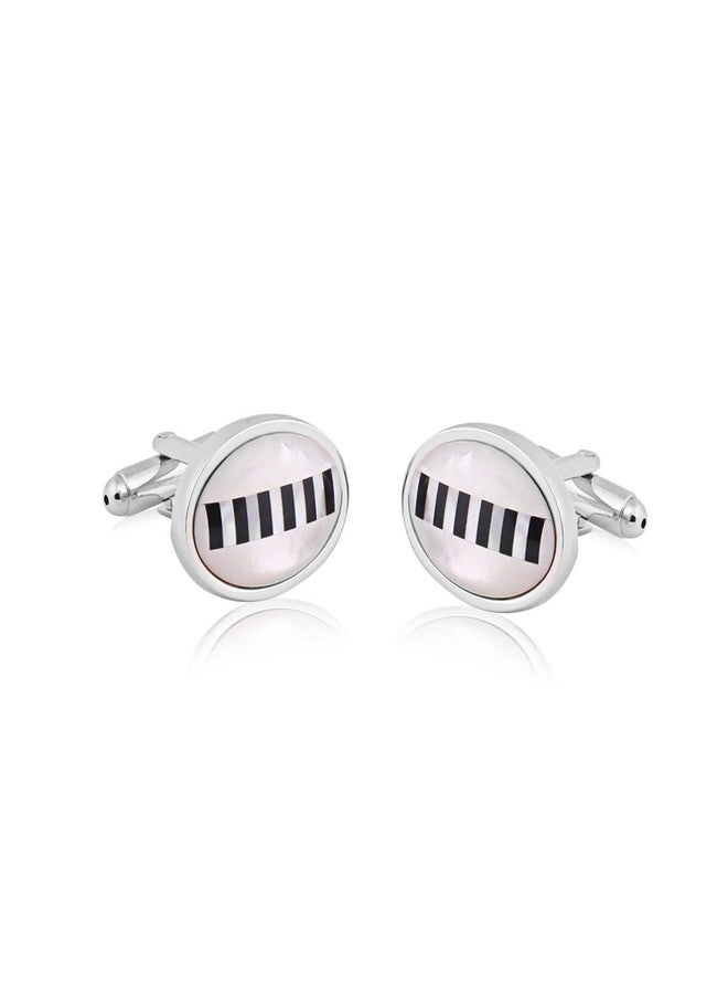 Peluche Natural Mother of Pearl (Semi-precious) Stone & Black Onyx Stone Cufflinks for Men - Image 1