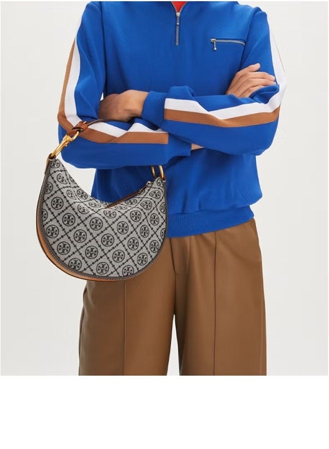 Tory Burch T Monogram Jacquard Mini Crescent Bag - Image 3