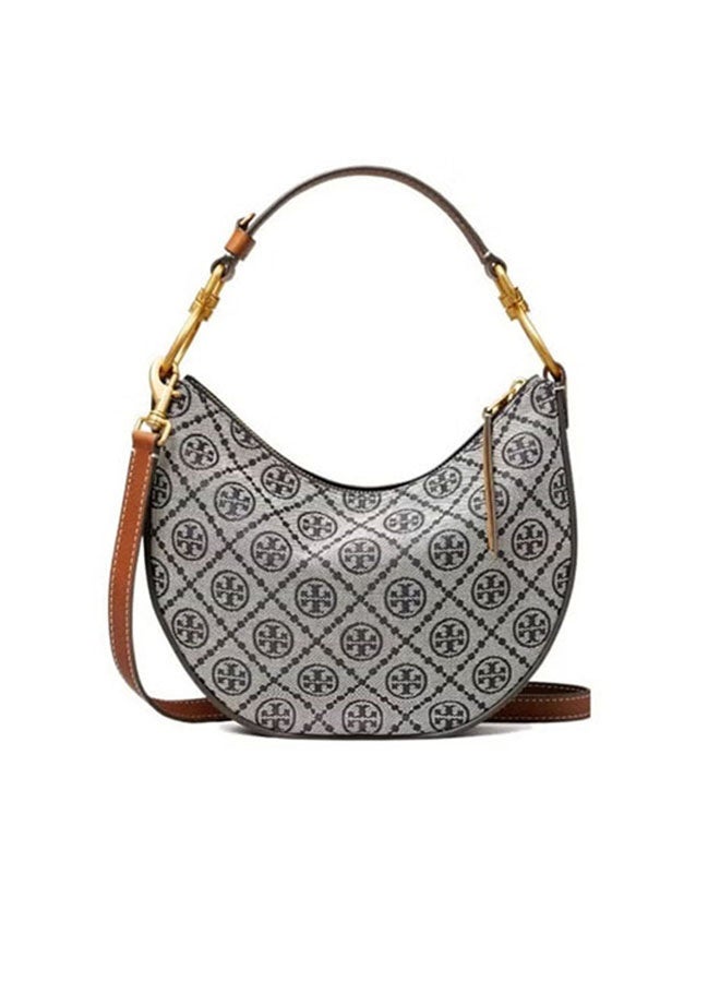Tory Burch T Monogram Jacquard Mini Crescent Bag - Image 1