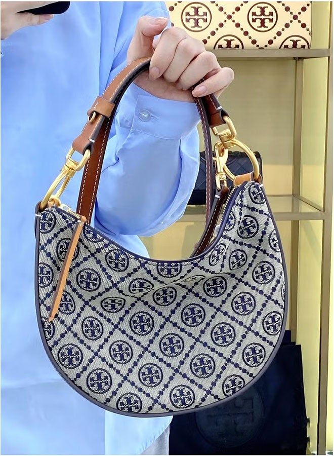 Tory Burch T Monogram Jacquard Mini Crescent Bag - Image 5