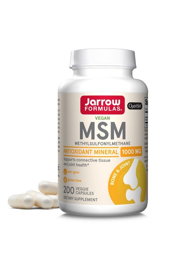 Jarrow Formulas MSM 1000 mg - 200 Veggie Caps - Methylsulfonylmethane - Important Source of Organic Sulfur - Strengthens Joints - Up to 200 Servings (Packaging may vary) - Image 1