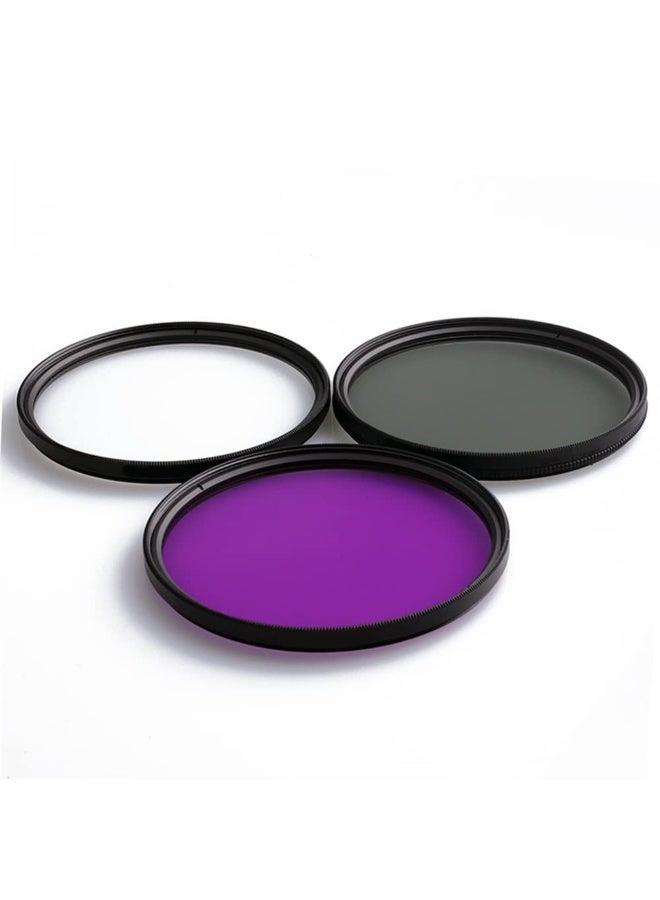 متعددة المغطاة المهنية 3 في 1 عدسة الأشعة فوق البنفسجية CPL FLD مجموعة فلتر متوافقة مع كاميرات كانون نيكون سوني أوليمبوس بينتاكس سامسونج باناسونيك كوداك فوجيفيلم الرقمية (55MM) - Image 3