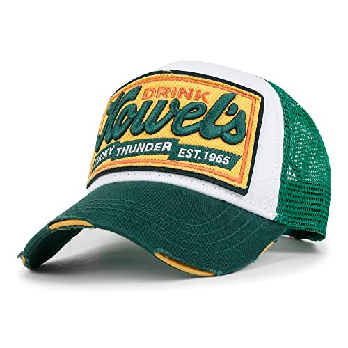 ililily Premium Howels Embroidery Vintage Baseball Cap Distressed Trucker Hat, Green, X-Large - Image 1