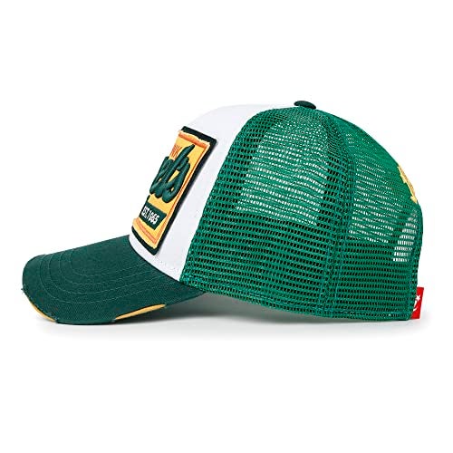 ililily Premium Howels Embroidery Vintage Baseball Cap Distressed Trucker Hat, Green, X-Large - Image 3
