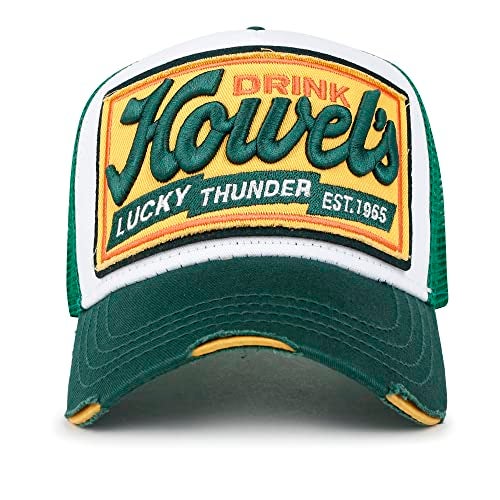 ililily Premium Howels Embroidery Vintage Baseball Cap Distressed Trucker Hat, Green, X-Large - Image 2