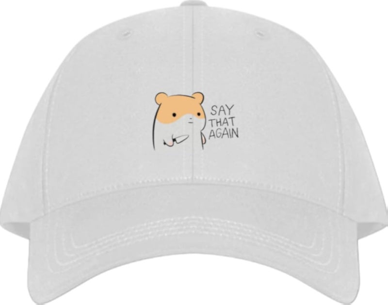 SAY THAT AGAIN Plain unisex baseball cap White