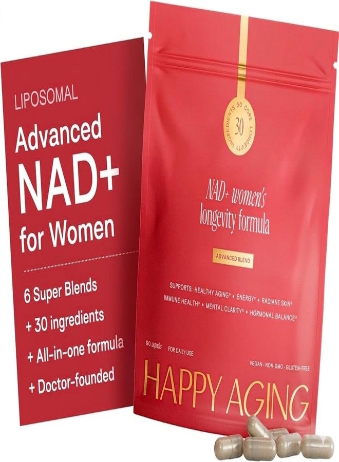 Happy Aging NAD Supplement for Women, Advanced NAD+ Supplement with NMN, NR, Resveratrol, CoQ10 and Urolithin A for Cellular Health, Mitochondrial Function and Daily Vitality Support - Image 1