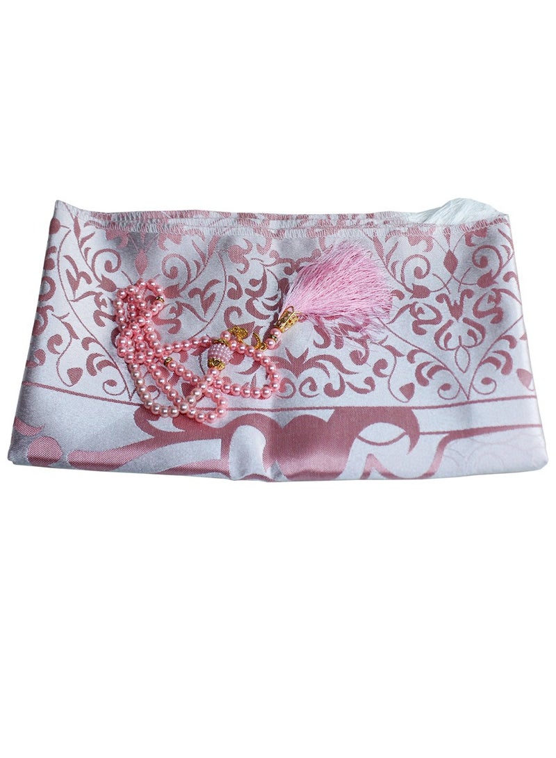 QUTOOB High Quality Prayer Mat With Decorative Tasbih and A Beautifull Pouch, Easy to Carry and Store, Prayer Mat For Travel, For Umrah,Trips, Ramadan and Home, Best Islamic Gift For Your Families, Friends  - Image 3