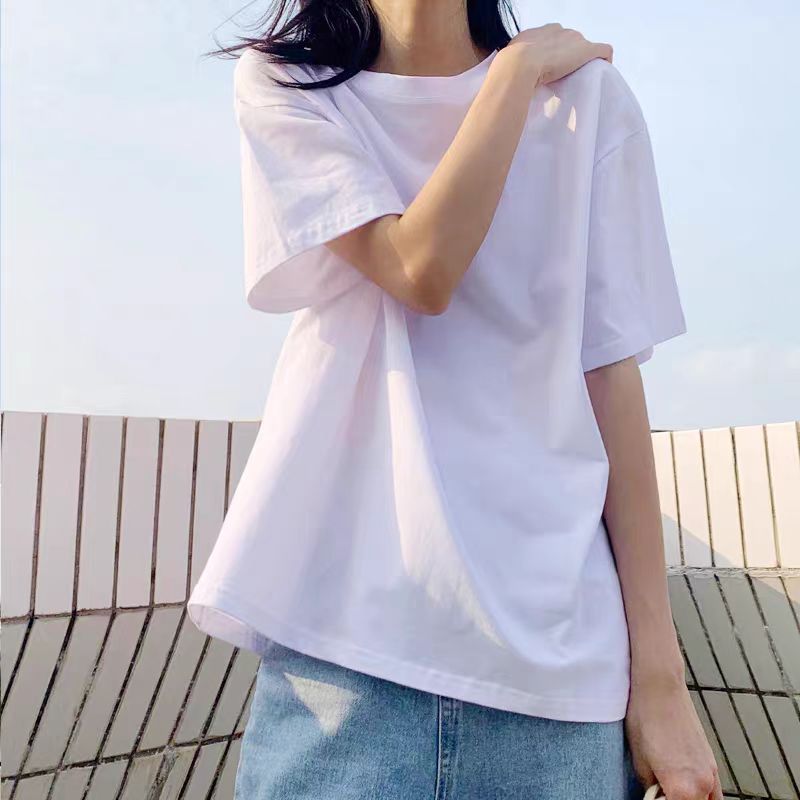 Simple Black Short-Sleeved T-Shirt Women'S Summer Loose Korean Fashion Multicolor Internet Popular Ins Super Popular - Image 1