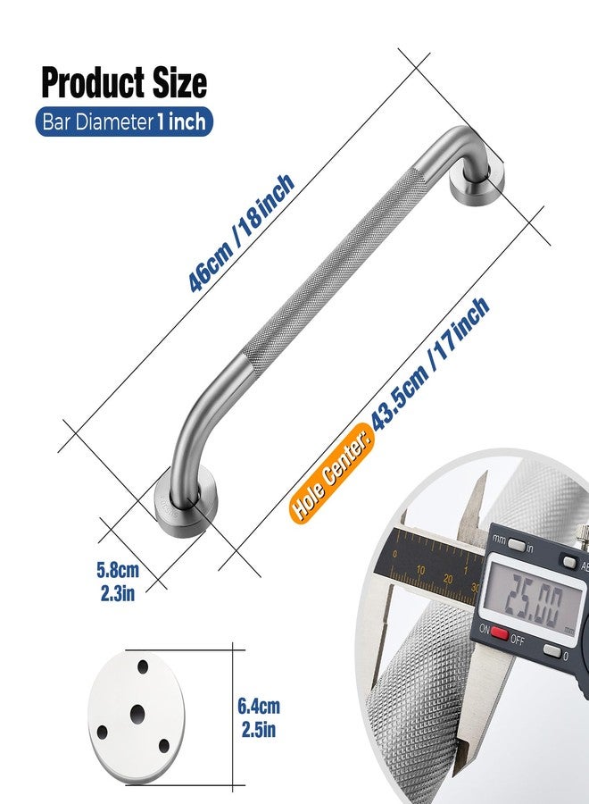 HomeExpert Grab Bars for Shower 2 Pack 18-Inch, Stainless Steel Anti-Slip Safety Shower Handle for Elderly Bathroom Wall Support Handicap Handicap Grab Bars for Seniors, Brushed Nickel - Image 2