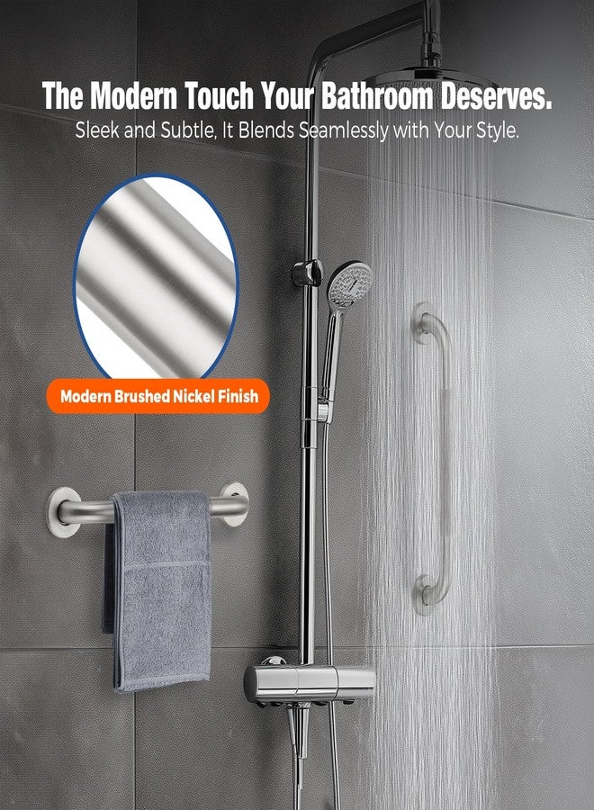 HomeExpert Grab Bars for Shower 2 Pack 18-Inch, Stainless Steel Anti-Slip Safety Shower Handle for Elderly Bathroom Wall Support Handicap Handicap Grab Bars for Seniors, Brushed Nickel - Image 3