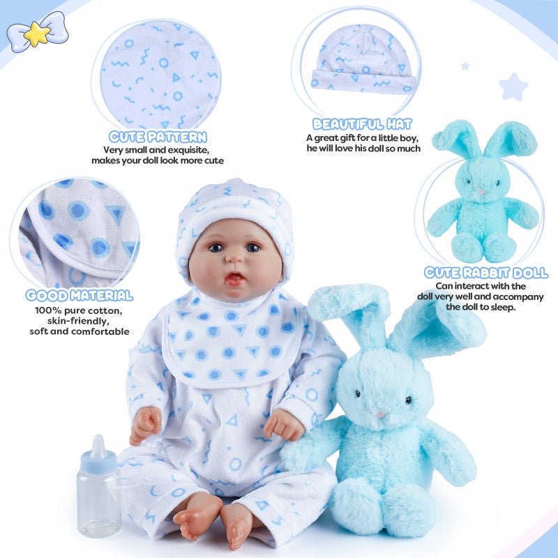 Babeside 8 PCS Rebor Baby Doll Associory مع Bassinet مقابل 17-22 بوصة دمية طفل دمية ملابس ملحقات ملحقات ملحق - Image 4