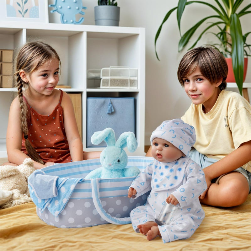 Babeside 8 PCS Rebor Baby Doll Associory مع Bassinet مقابل 17-22 بوصة دمية طفل دمية ملابس ملحقات ملحقات ملحق - Image 3
