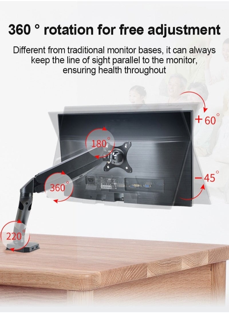 XiuWoo - Full Motion Single Monitor Arm Mount Tilt Swivel for 17 to 30 inch Screens with Desk C-clamp - Image 1