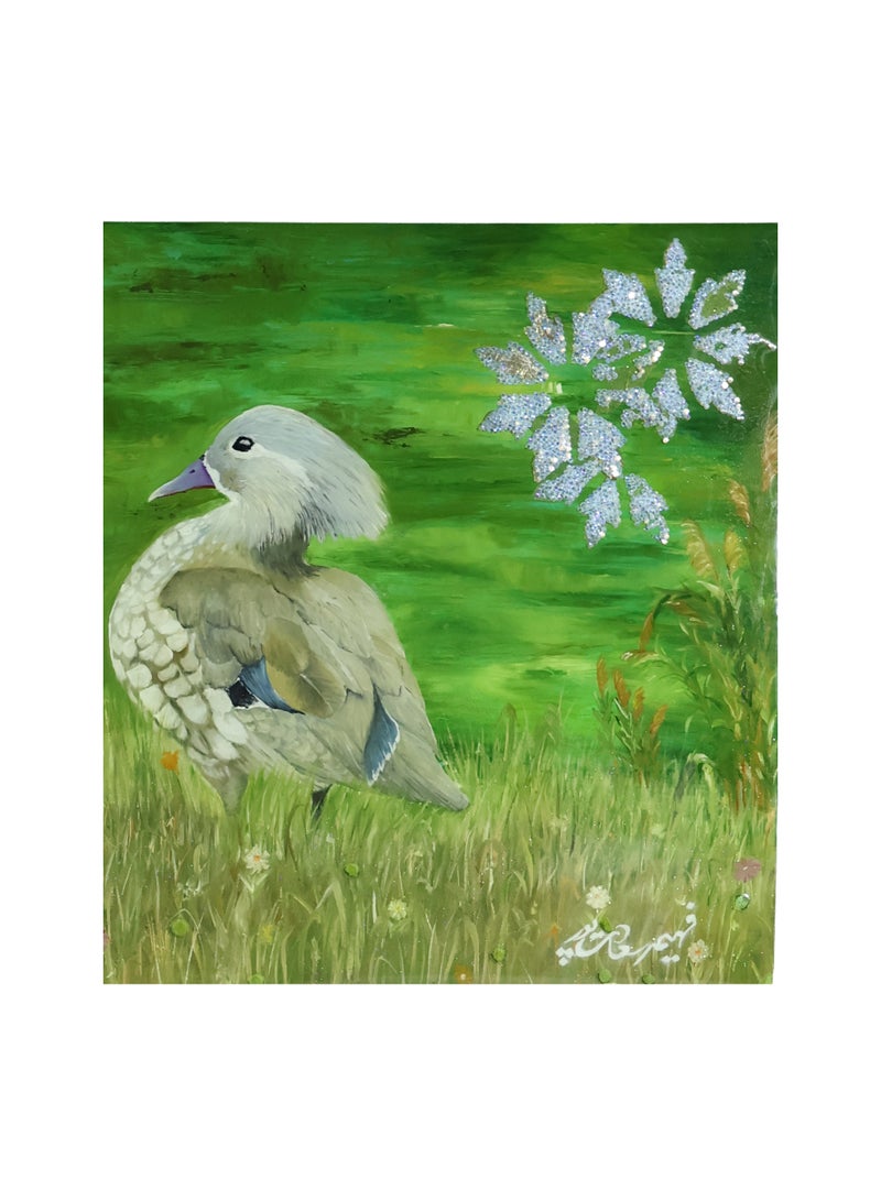 Handcrafted Mandarin Duck Painting, 100% Solid Brass, Traditional Coffeehouse Style, with Premium Luxury Carrying Case - Image 4