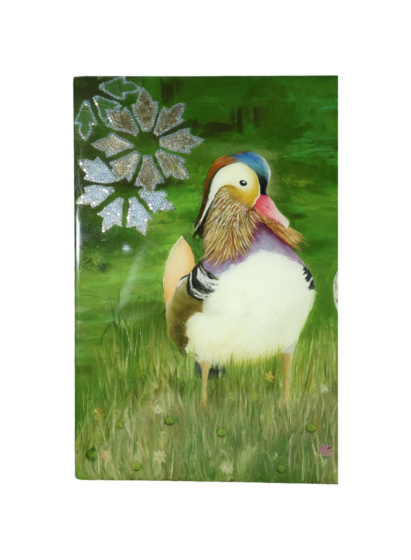 Handcrafted Mandarin Duck Painting, 100% Solid Brass, Traditional Coffeehouse Style, with Premium Luxury Carrying Case - Image 3