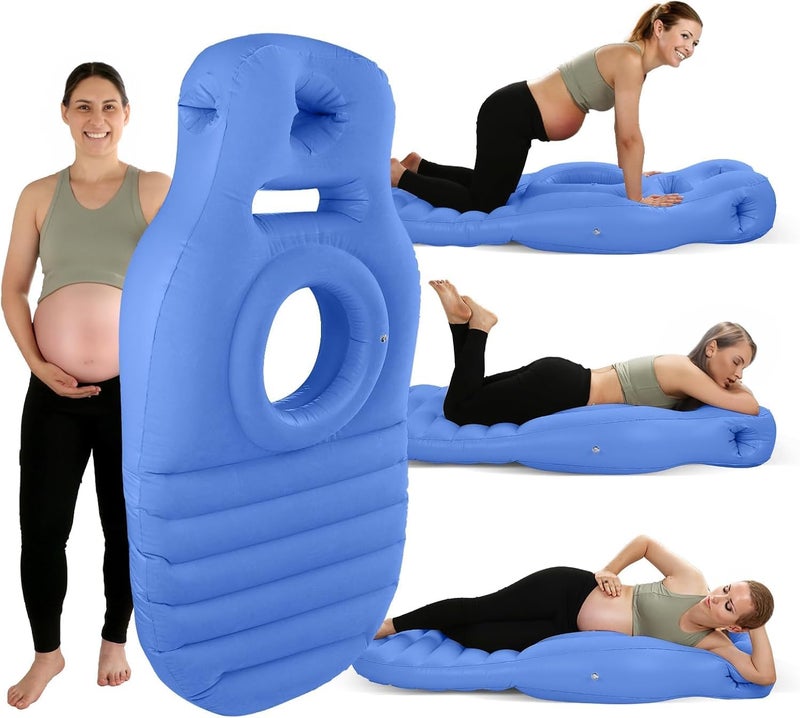 Ankila Inflatable Pregnancy Pillow, Full Body Maternity Airbed/Float with Hole for Tummy, The Best Pregnancy Pillow for Sleeping Prone, Maternity Pillow and Pregnancy Must Haves (Blue) - Image 1
