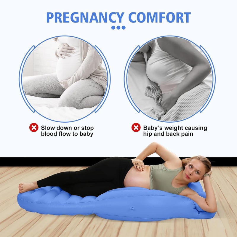 Ankila Inflatable Pregnancy Pillow, Full Body Maternity Airbed/Float with Hole for Tummy, The Best Pregnancy Pillow for Sleeping Prone, Maternity Pillow and Pregnancy Must Haves (Blue) - Image 3