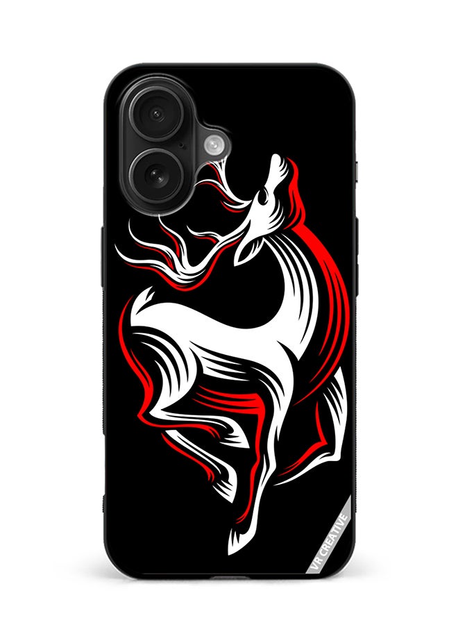 Protective Case Cover For Apple iPhone 16 Plus Deer On A Black Design Multicolour