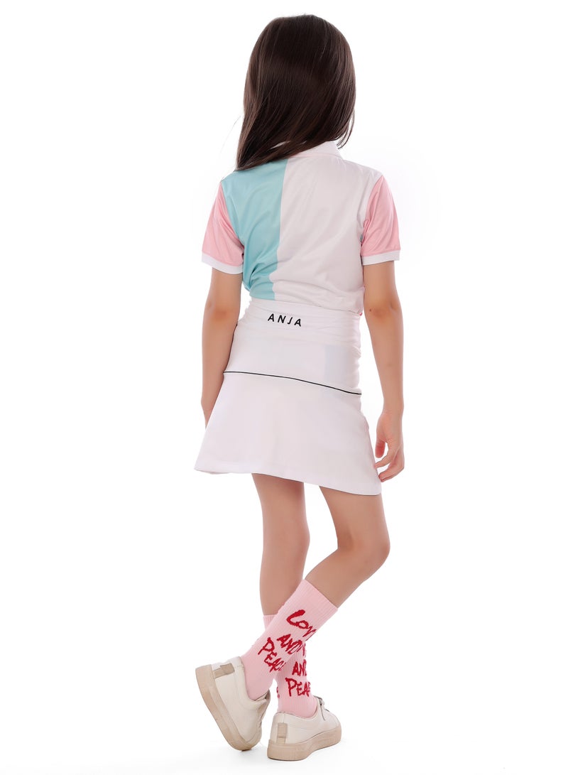 ANJA Girls' White Squash Skirt – Comfortable, Pleated Design  - Image 2