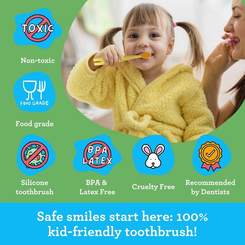 GuruNanda Kids Butter On Gums Cute Giraffe Toothbrush with Tongue Scraper & Cover - Super Soft Bristles for Gentle Cleaning -Ergonomic Handle (Age 1+) - Image 4