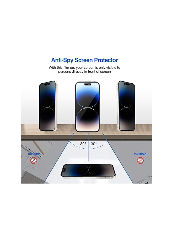 Procases (2 Pack) Privacy Screen Protector for iPhone 14 Pro 2022, 9H Anti Spy Dark Tempered Glass Screen Film Guard for iPhone 14 Pro 6.1 Inch 2022, Case Friendly Bubble Free - Image 5