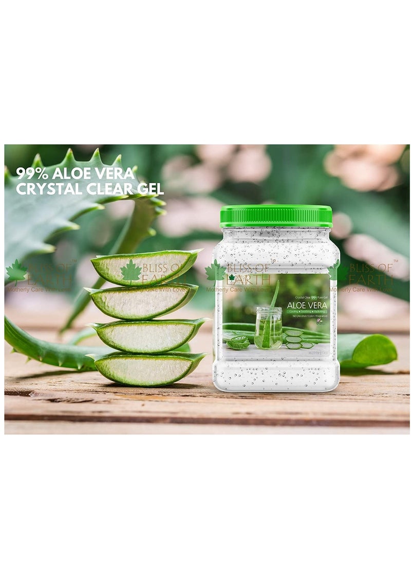 BLISS OF EARTH 99% Pure Crystal Clear Aloe Vera Gel For Face and Hair Acne and Pimples Paraben Free 1kg Pack  - Image 3