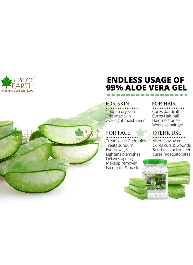 BLISS OF EARTH 99% Pure Crystal Clear Aloe Vera Gel For Face and Hair Acne and Pimples Paraben Free 1kg Pack  - Image 4